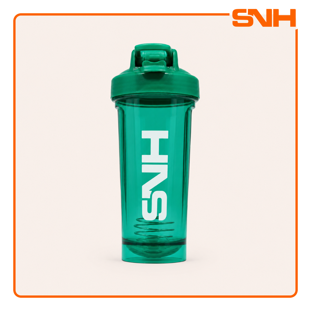 SNH 2.0 Shaker Bottle 750ml in black, BPA-free leak-proof shaker bottle for protein, pre-workout, and daily training use