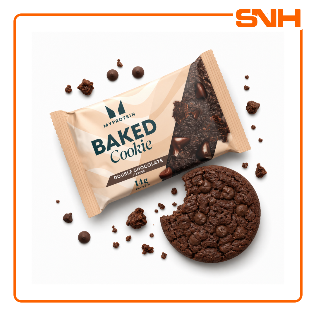 Myprotein Baked Protein Cookie, vegan-friendly award-winning protein snack with 13g pea protein and dark chocolate chunks per cookie