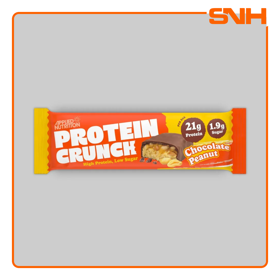 Applied Nutrition Crunch Protein Bar 62g, UK-made HFSS compliant protein bar with soft protein base and crispy crunch layer for daily macros