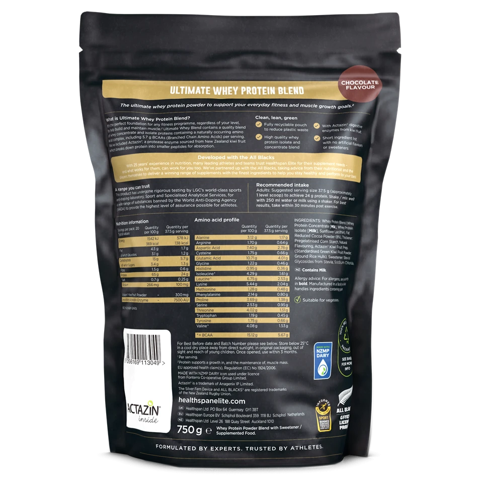 HEALTHSPAN ELITE All Blacks Ultimate Whey Protein Blend - Sports Nutrition Hub