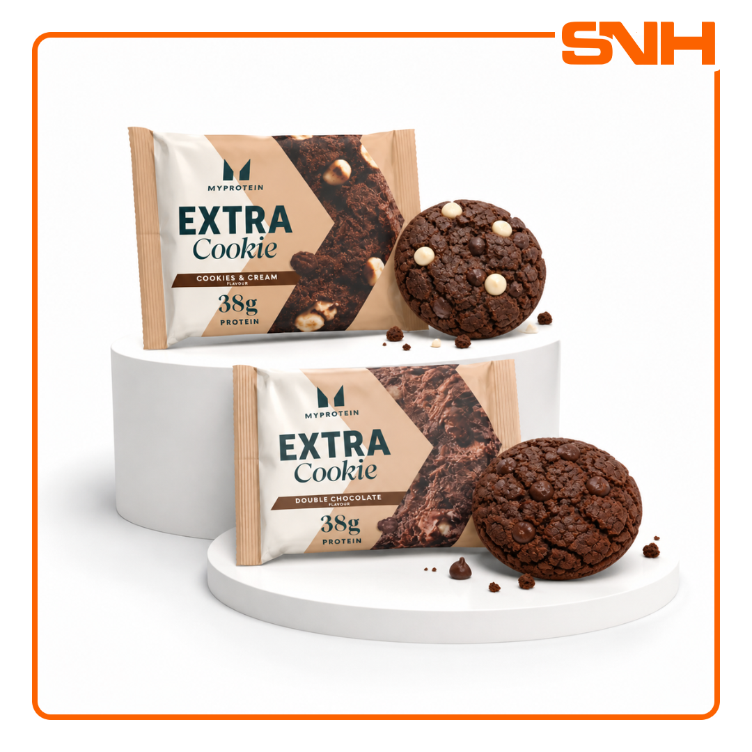 Myprotein Extra Protein Cookie protein snack, soft-baked cookie with 38g protein and 20g carbs per cookie in indulgent flavours