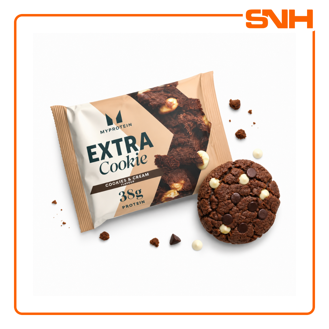 Myprotein Extra Protein Cookie protein snack, soft-baked cookie with 38g protein and 20g carbs per cookie in indulgent flavours