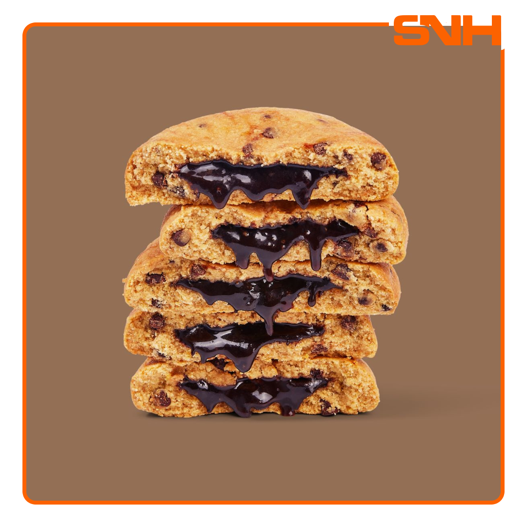 Myprotein Gooey Filled Protein Cookie, soft-centred protein snack with 20g protein per cookie and low sugar baked formulation