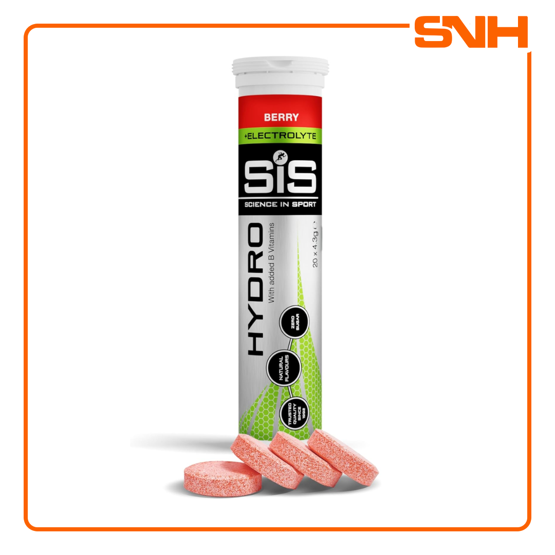 Science In Sport GO Hydro Tablets, UK-made effervescent electrolyte hydro tablets with 30mmol/L sodium per 500ml serving