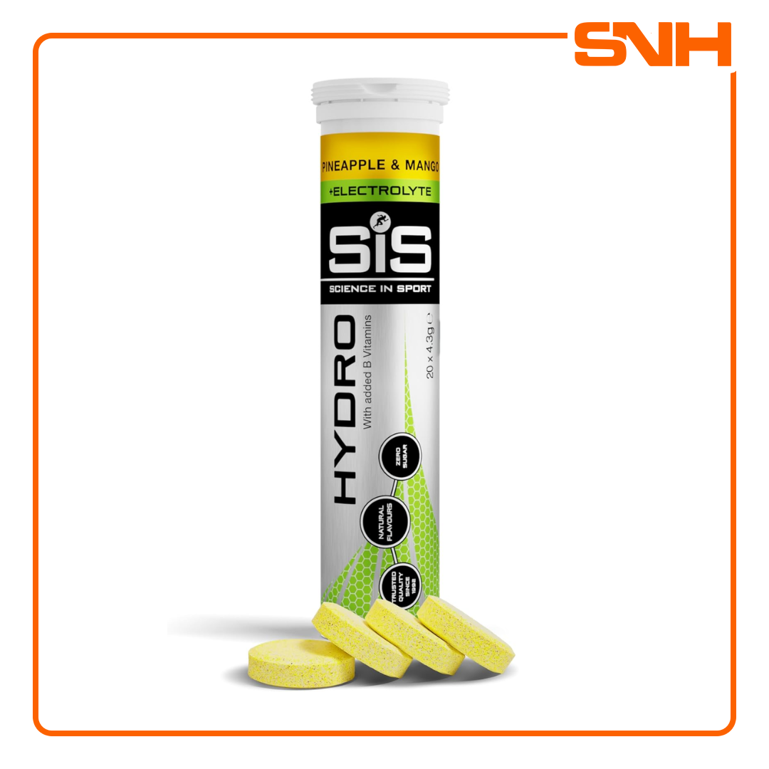 Science In Sport GO Hydro Tablets, UK-made effervescent electrolyte hydro tablets with 30mmol/L sodium per 500ml serving