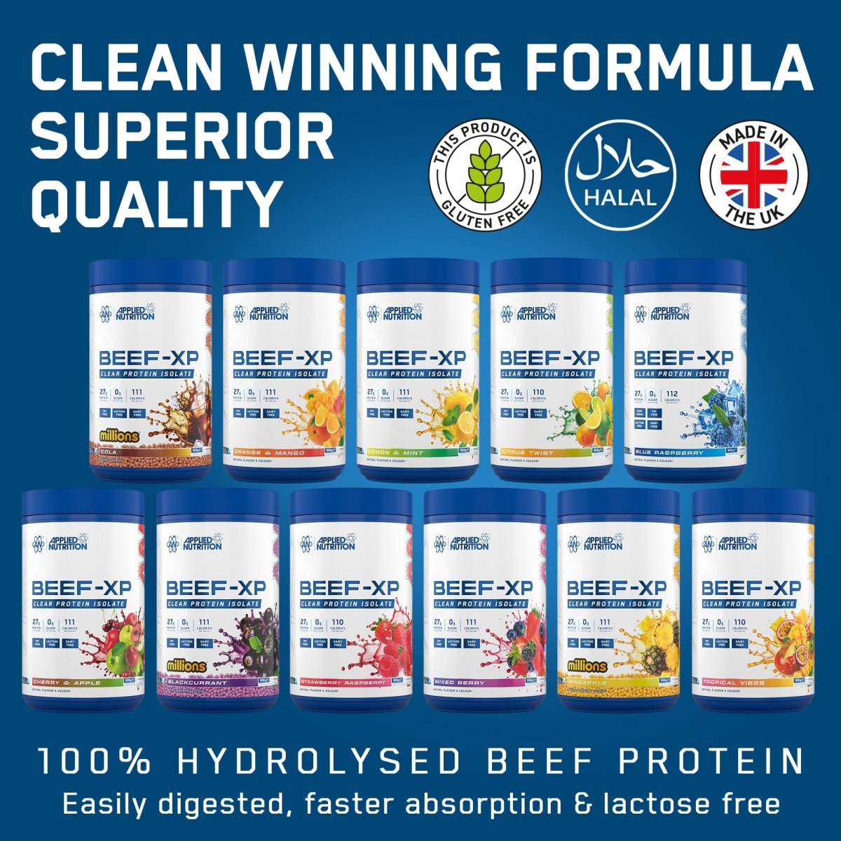 APPLIED NUTRITION BEEF-XP Clear Beef Protein Isolate - 30 Servings