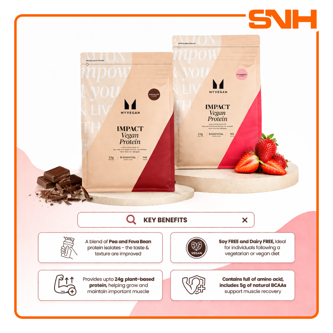 Myprotein Impact Vegan Protein tub, UK-made plant-based vegan protein with 24g protein per serving from pea and fava bean blend