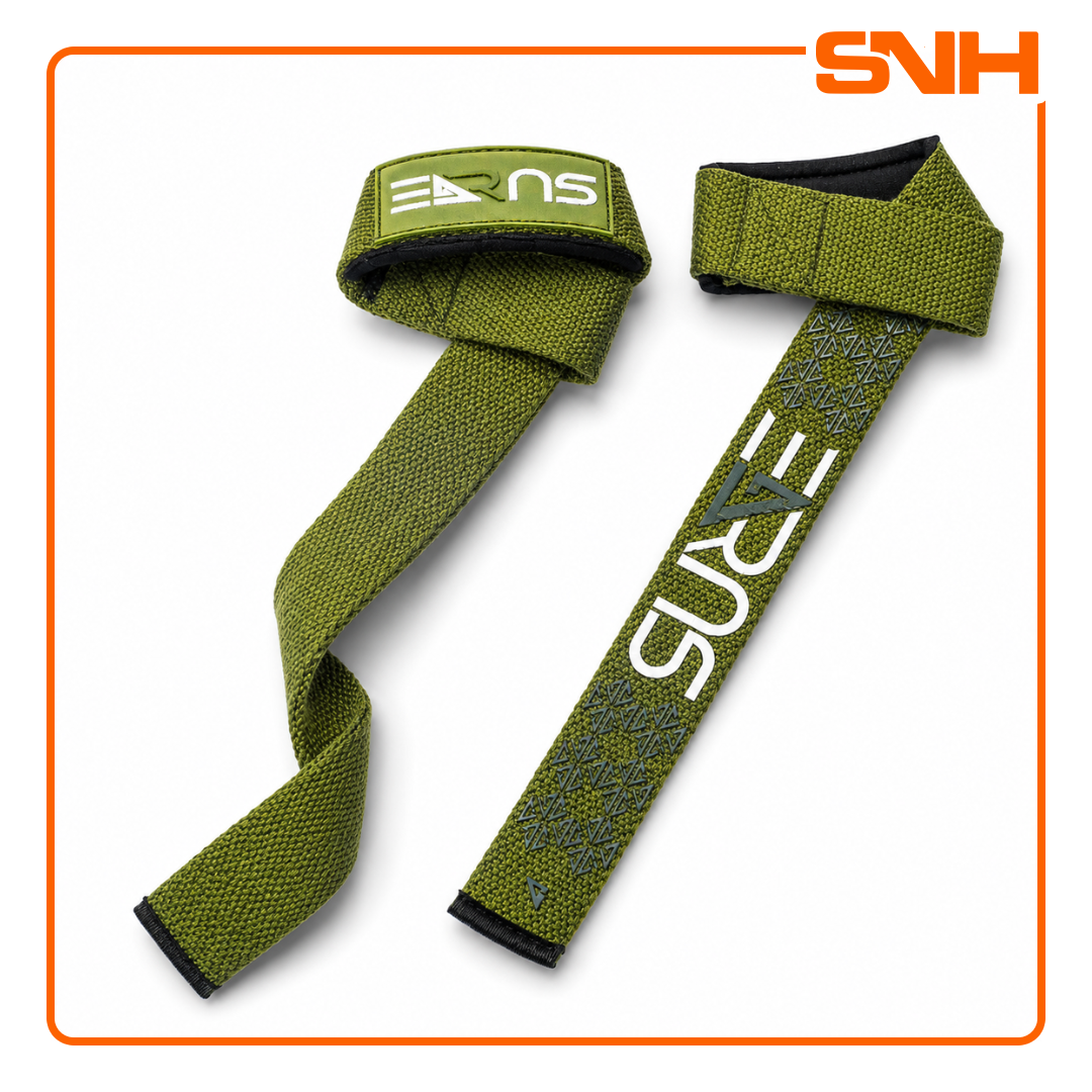 SURGE Premium Padded Lifting Straps, 18" heavy-duty cotton lifting straps with Neoprene wrist padding for deadlifts and rows