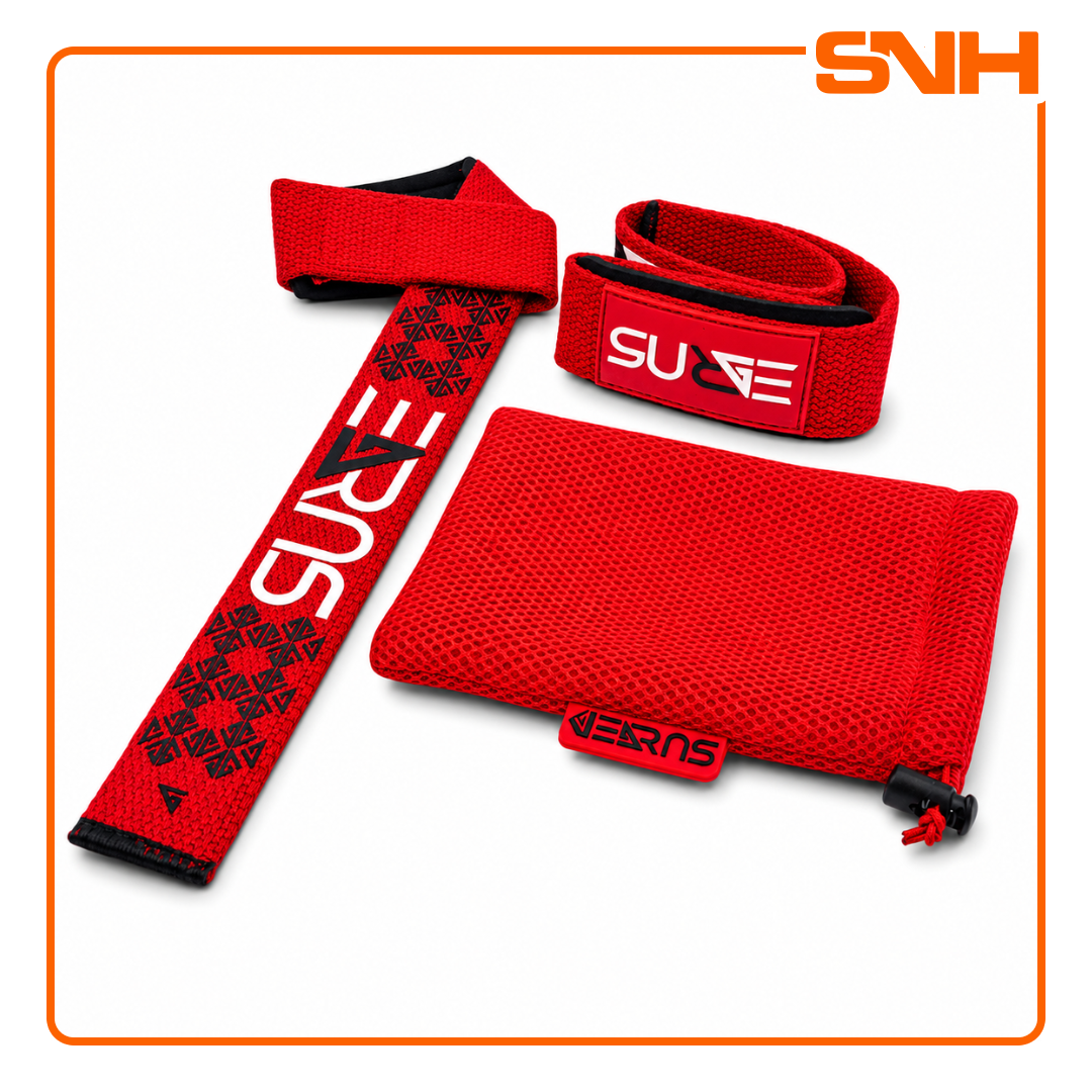 SURGE Premium Padded Lifting Straps, 18" heavy-duty cotton lifting straps with Neoprene wrist padding for deadlifts and rows