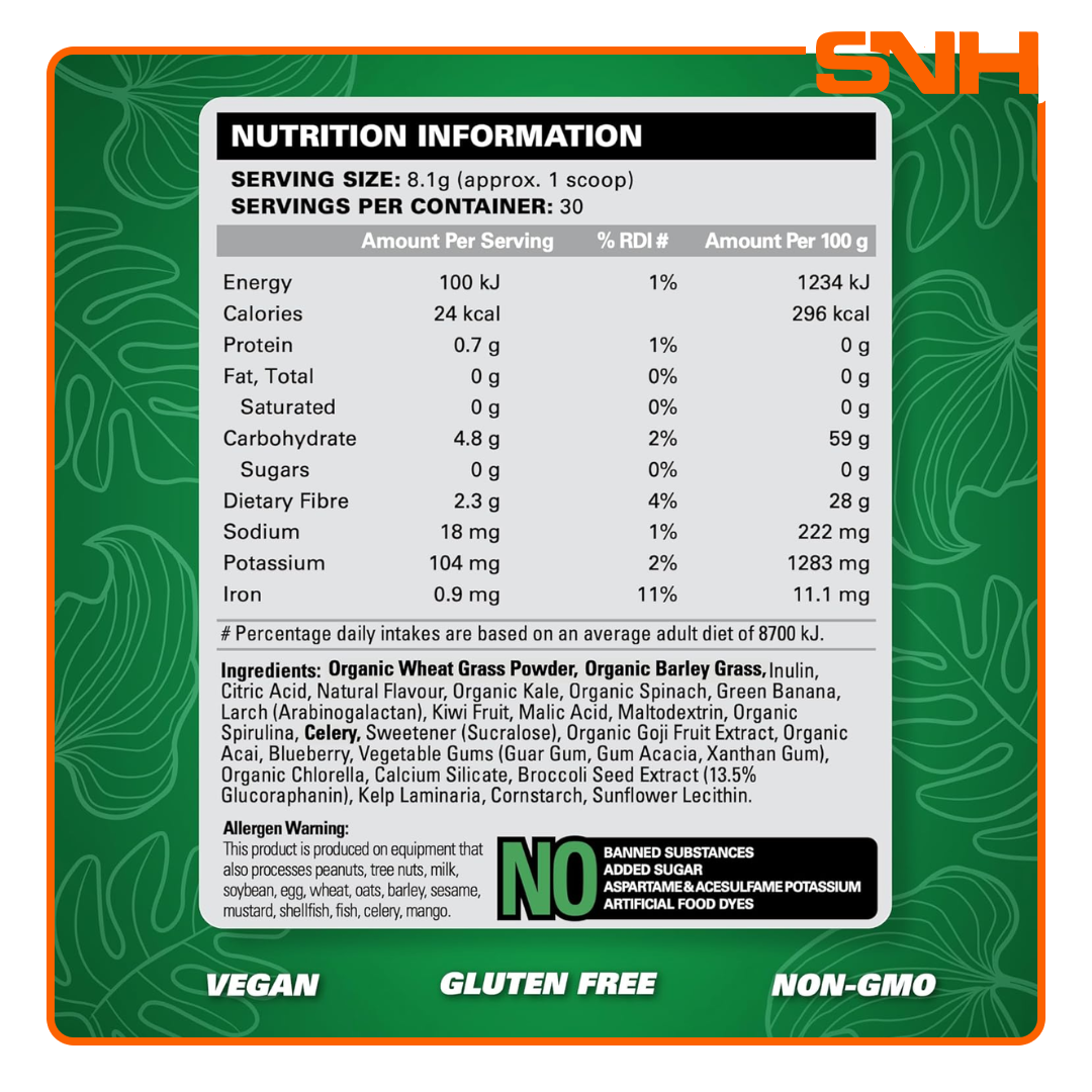 EHPlabs OxyGreens Daily Super Greens Powder tub, daily greens supplement with superfoods, antioxidants and prebiotic fibre per scoop