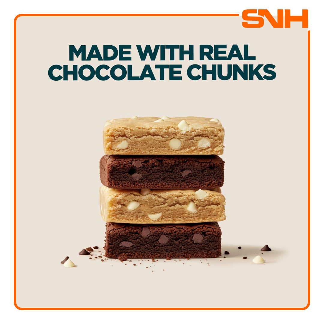 Myprotein Protein Brownie protein snack, soft chewy brownie with real chocolate chunks and 23g protein per serving for daily macros