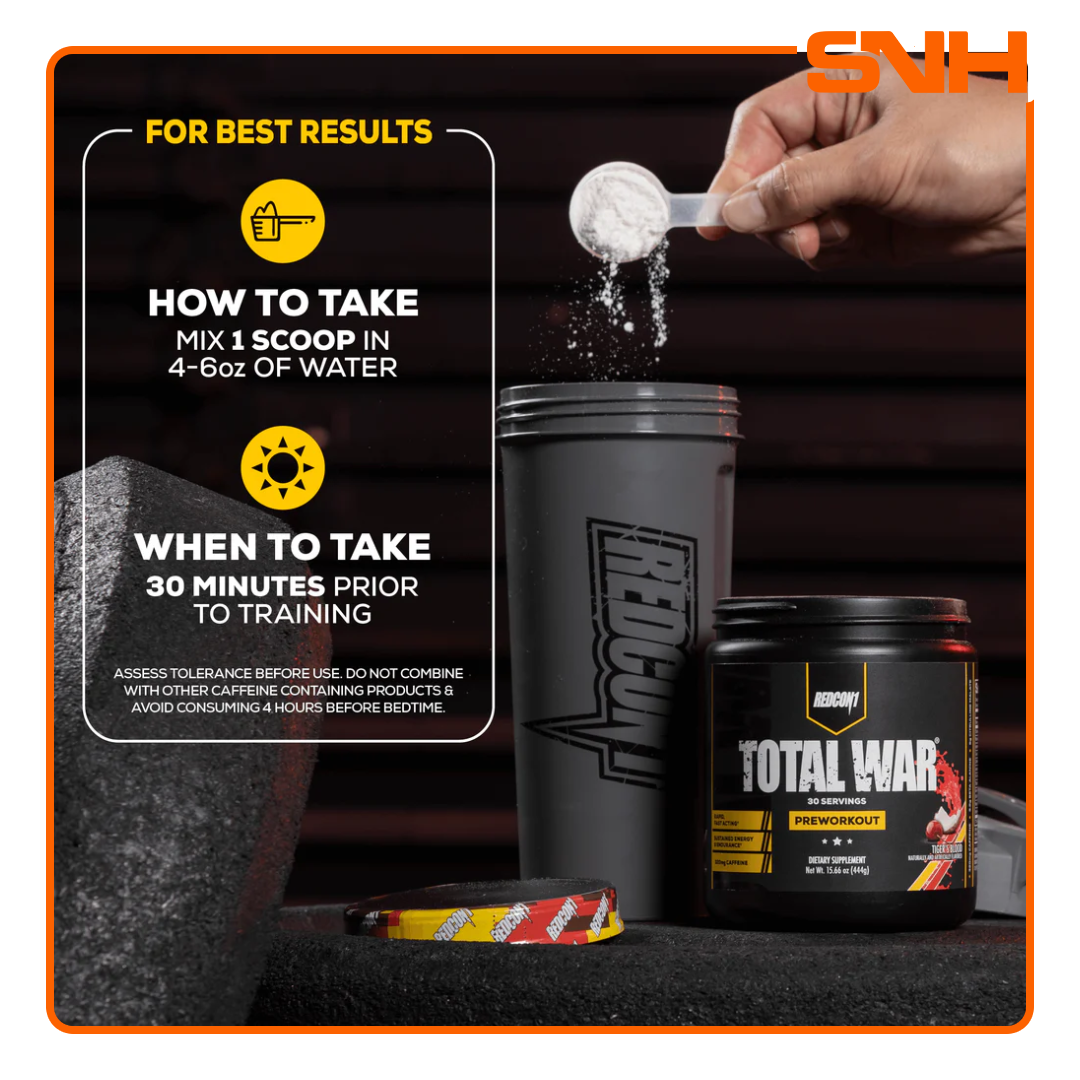 REDCON1 Total War pre workout in Sri Lanka, US-made high-stimulant pre-workout powder with 320mg caffeine and 6g citrulline per scoop