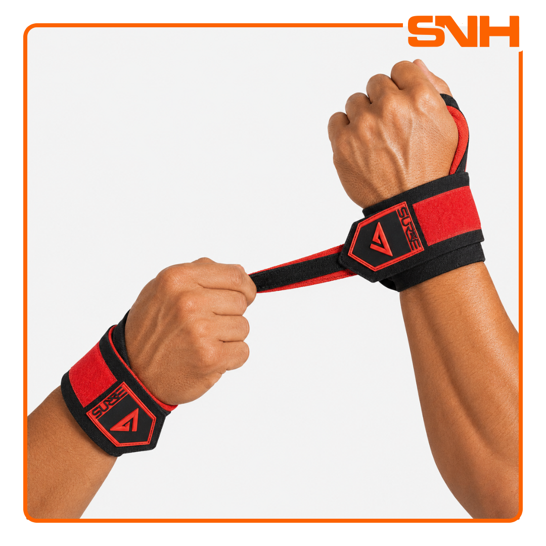 SURGE 18" Weightlifting Wrist Wraps in onyx, premium wrist support for powerlifting, bench press, and overhead pressing