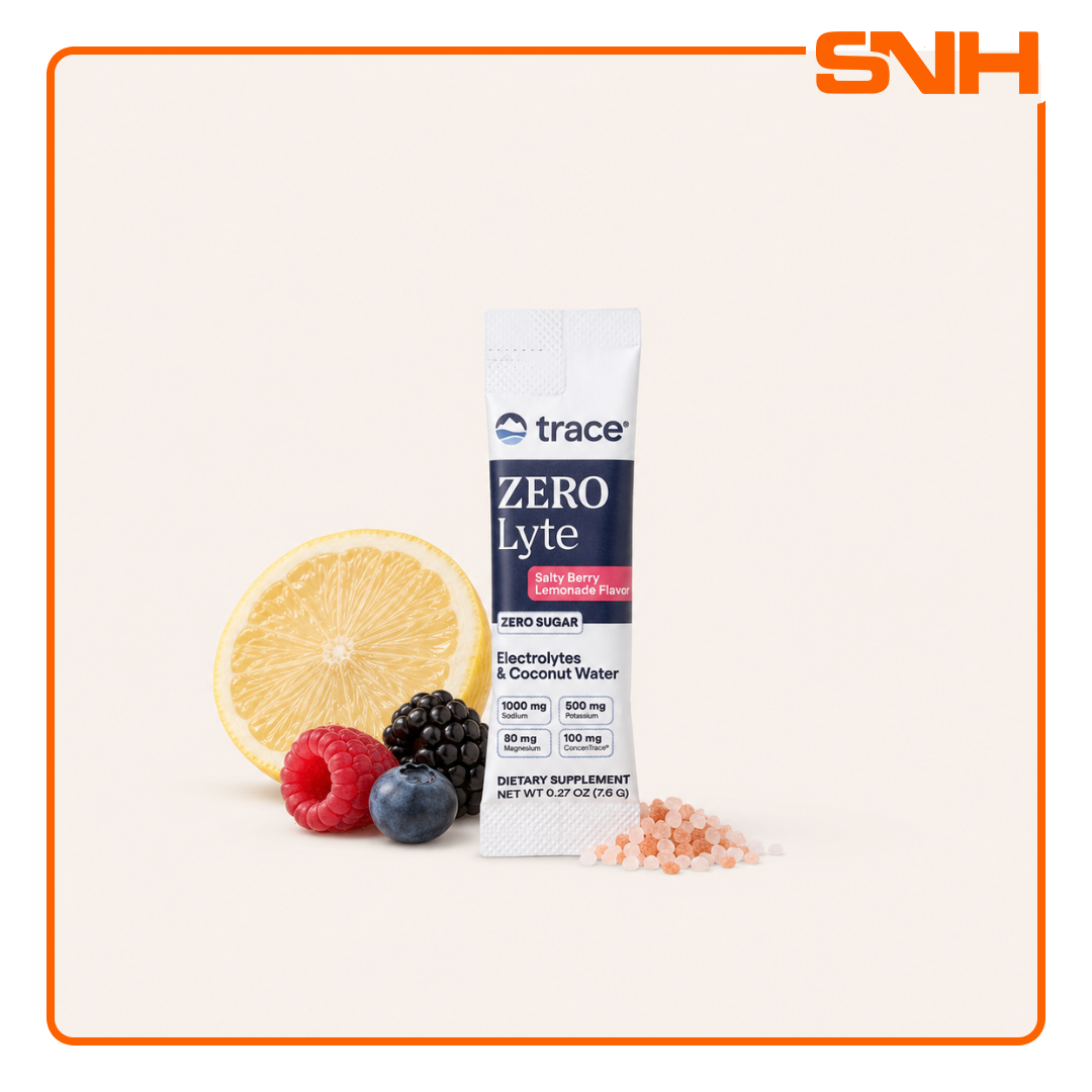 Trace ZeroLyte Stick Packs, US-made portable single-serving electrolyte and trace minerals drink mix with ancient sea salt and coconut water