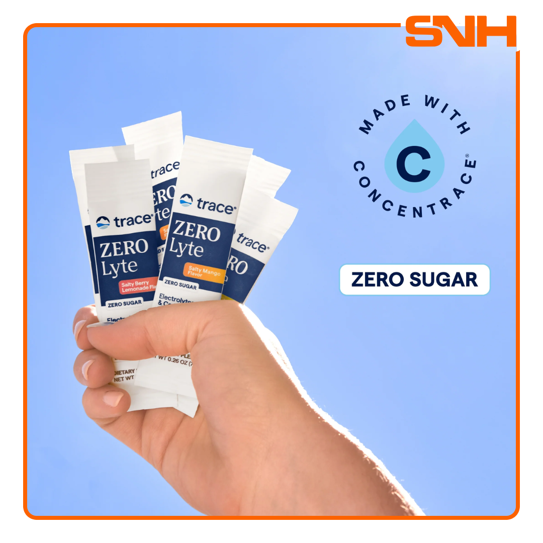 Trace ZeroLyte Stick Packs, US-made portable single-serving electrolyte and trace minerals drink mix with ancient sea salt and coconut water