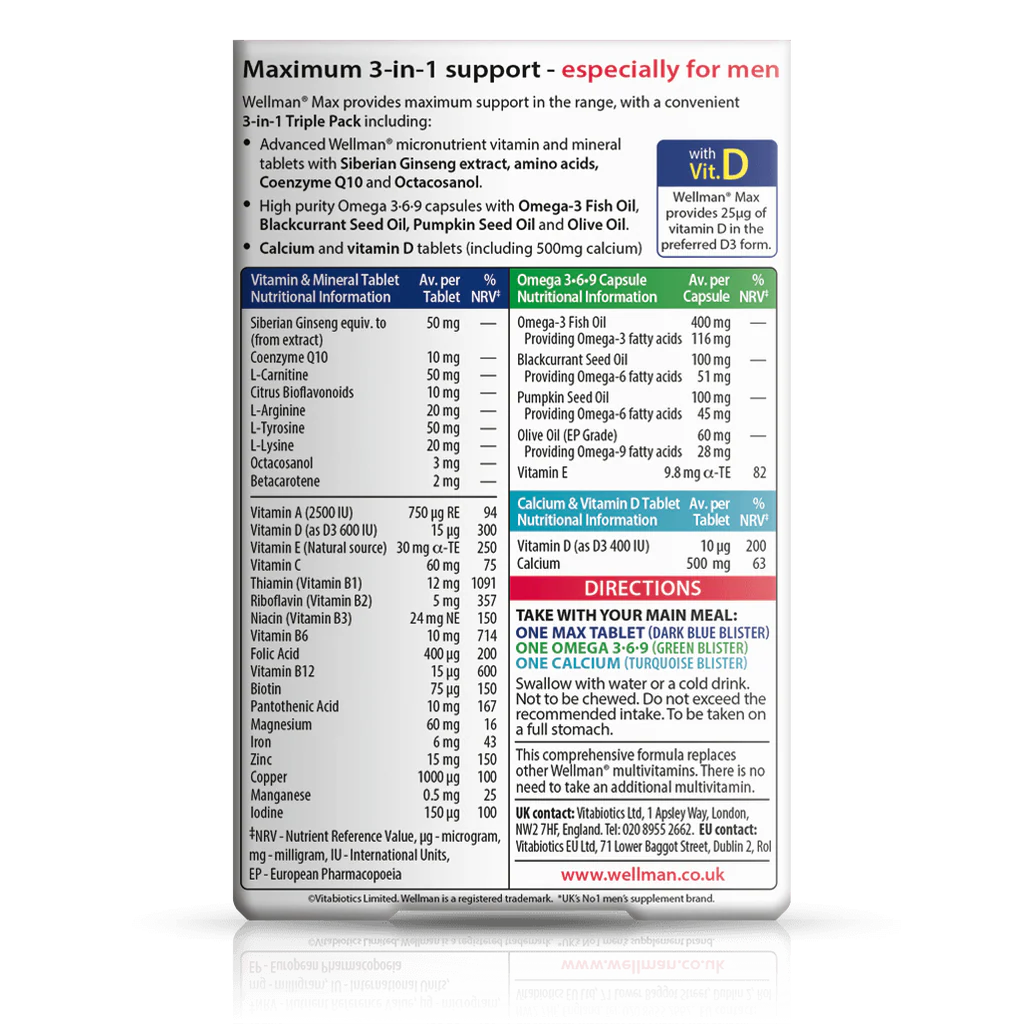 WELLMEN Max - 3-in-1 Multivitamin for Men - Sports Nutrition Hub