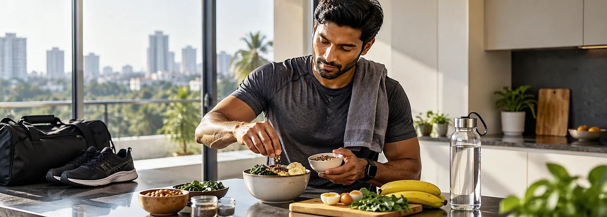 South Asian active adult reviewing nutrition and magnesium glycinate supplementation