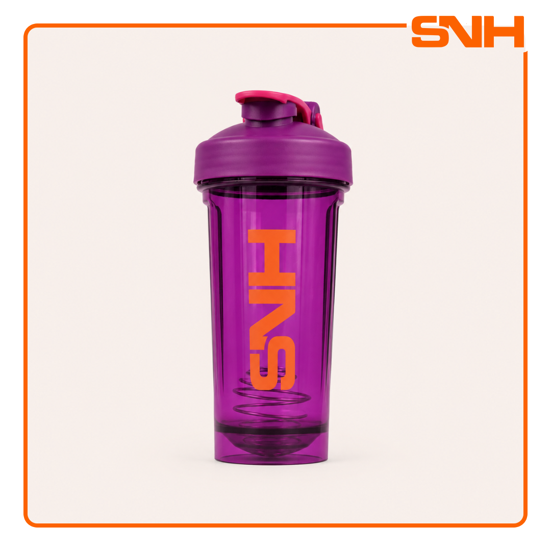 SNH 2.0 Shaker Bottle 750ml in black, BPA-free leak-proof shaker bottle for protein, pre-workout, and daily training use