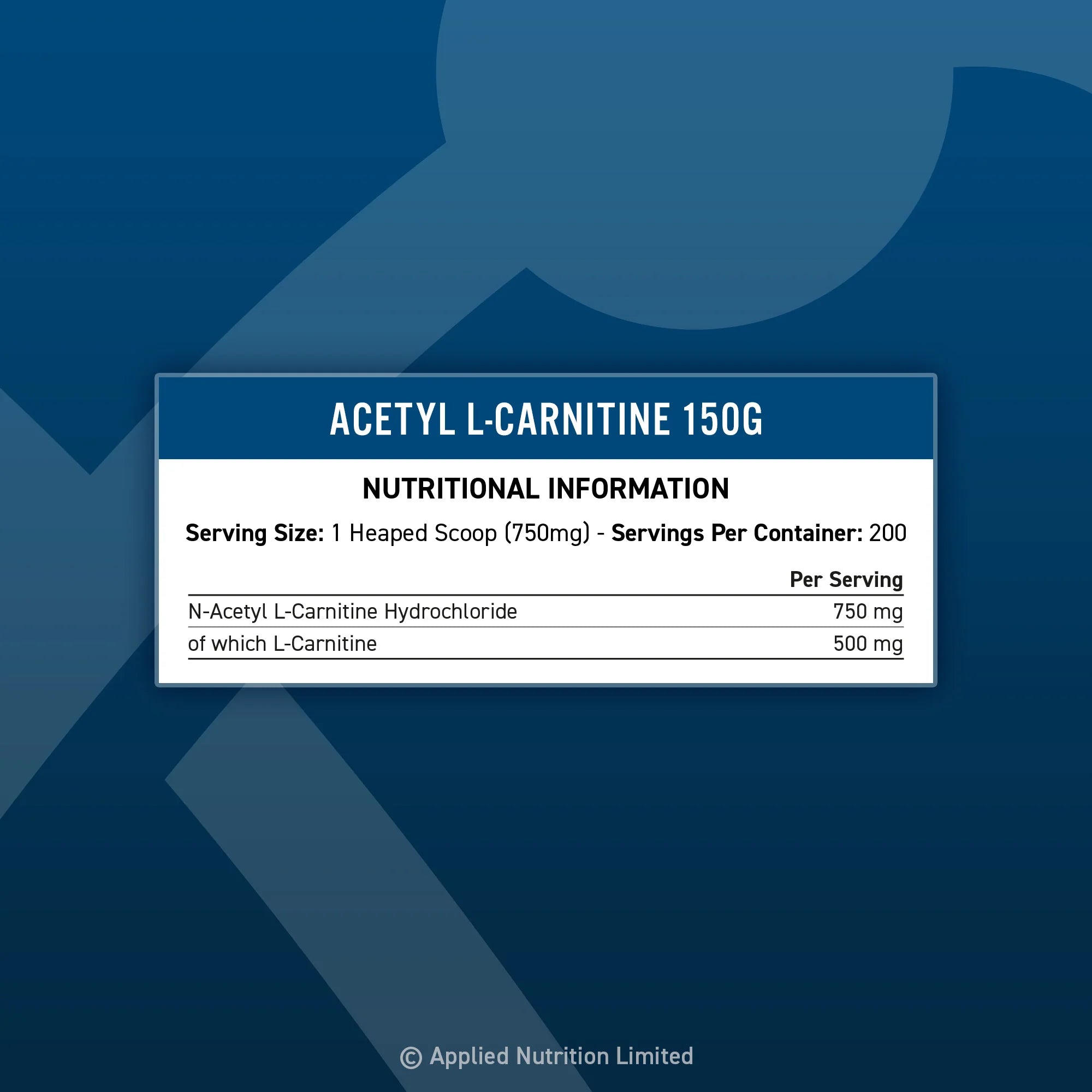 APPLIED NUTRITION Acetyl L-Carnitine 150G - Premium Performance Compound - Sports Nutrition Hub 