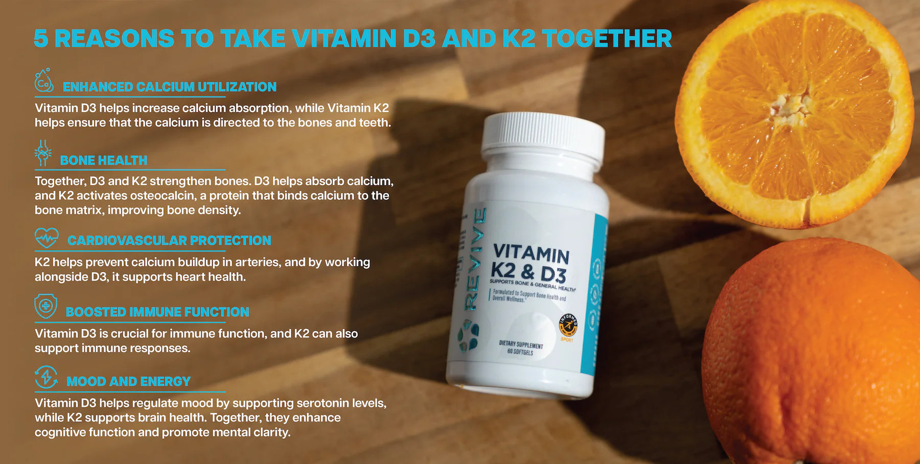 REVIVE Vitamin K2 & D3 (5000 IU) - Sports Nutrition Hub 