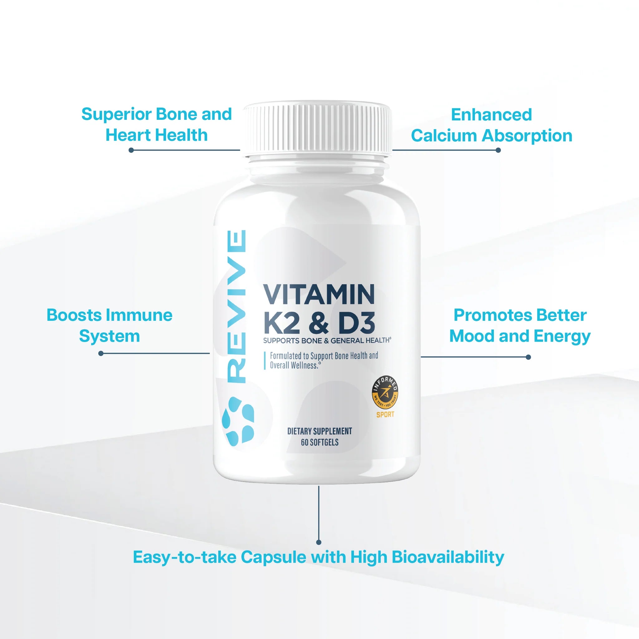 REVIVE Vitamin K2 & D3 (5000 IU) - Sports Nutrition Hub 