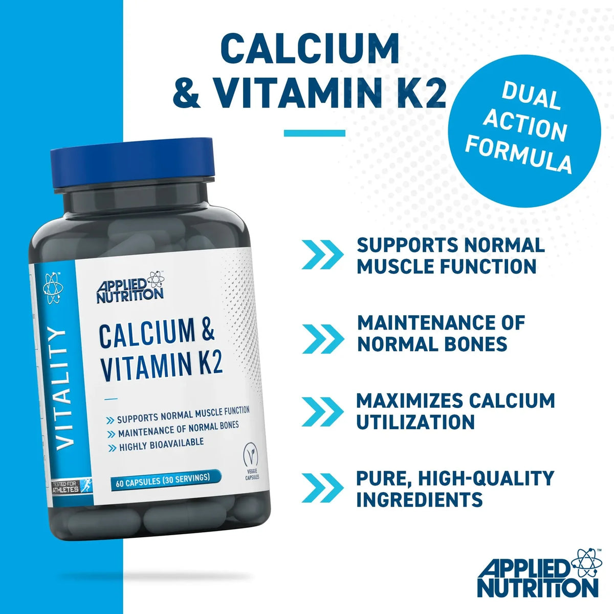 APPLIED NUTRITION Calcium & Vitamin K2 - Sports Nutrition Hub 