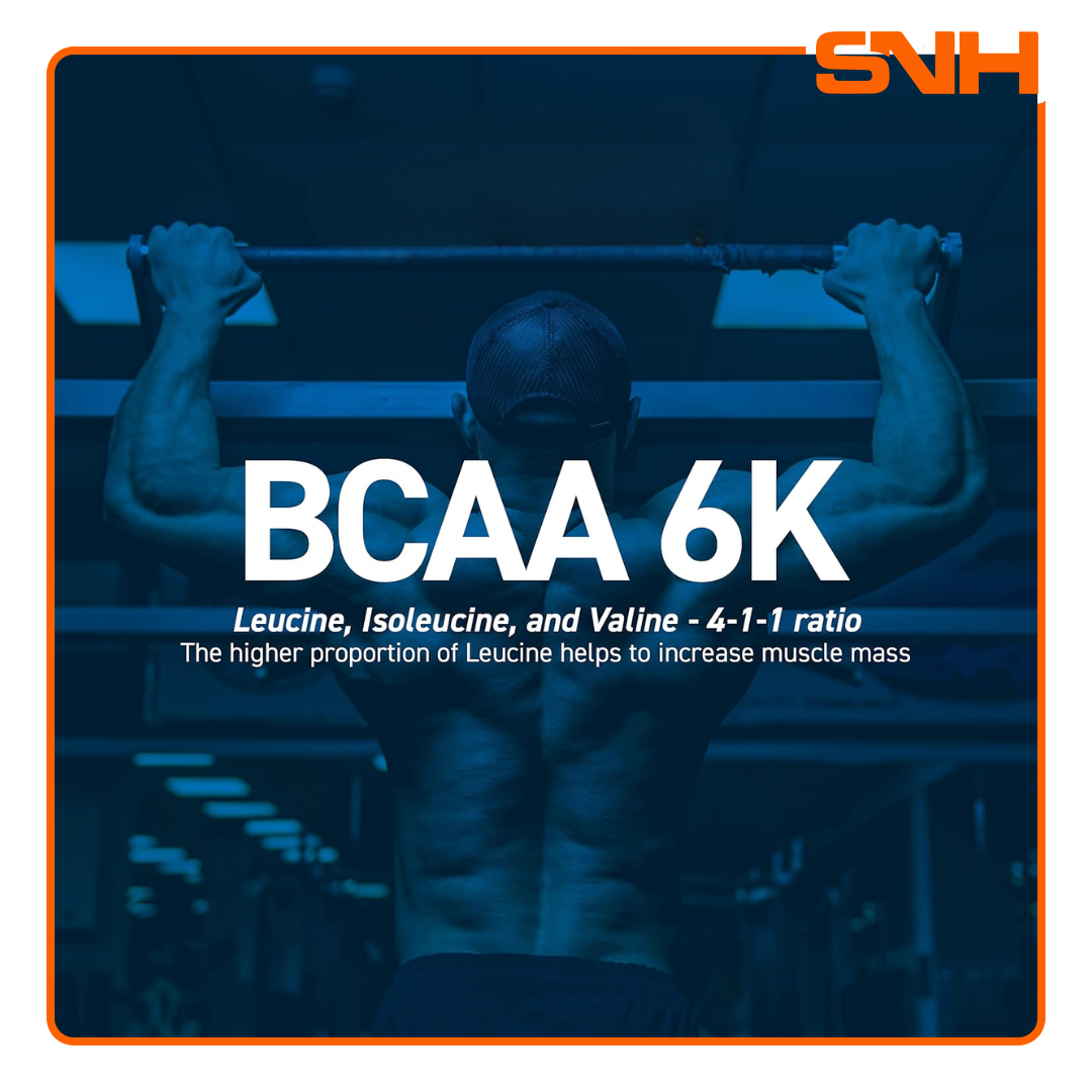 Applied Nutrition BCAA 6K Capsules bottle, UK-made daily BCAA supplement with 6g of branched-chain amino acids in 2:1:1 ratio