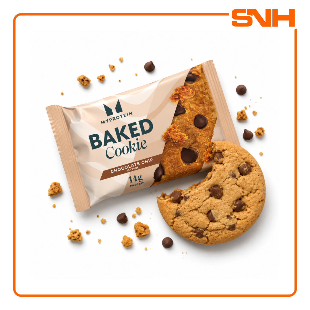Myprotein Baked Protein Cookie, vegan-friendly award-winning protein snack with 13g pea protein and dark chocolate chunks per cookie