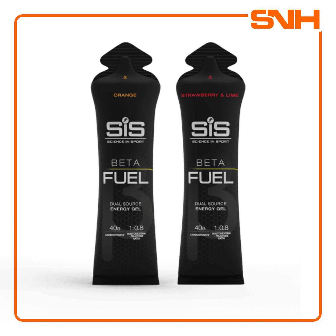 Science In Sport Beta Fuel energy gels, UK-made high-carbohydrate endurance gel with 40g dual-source carbs per sachet