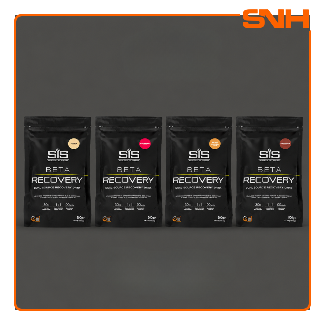 SiS BETA Recovery 500g tub, UK-made Informed Sport dual-source recovery drink for glycogen and muscle recovery after training