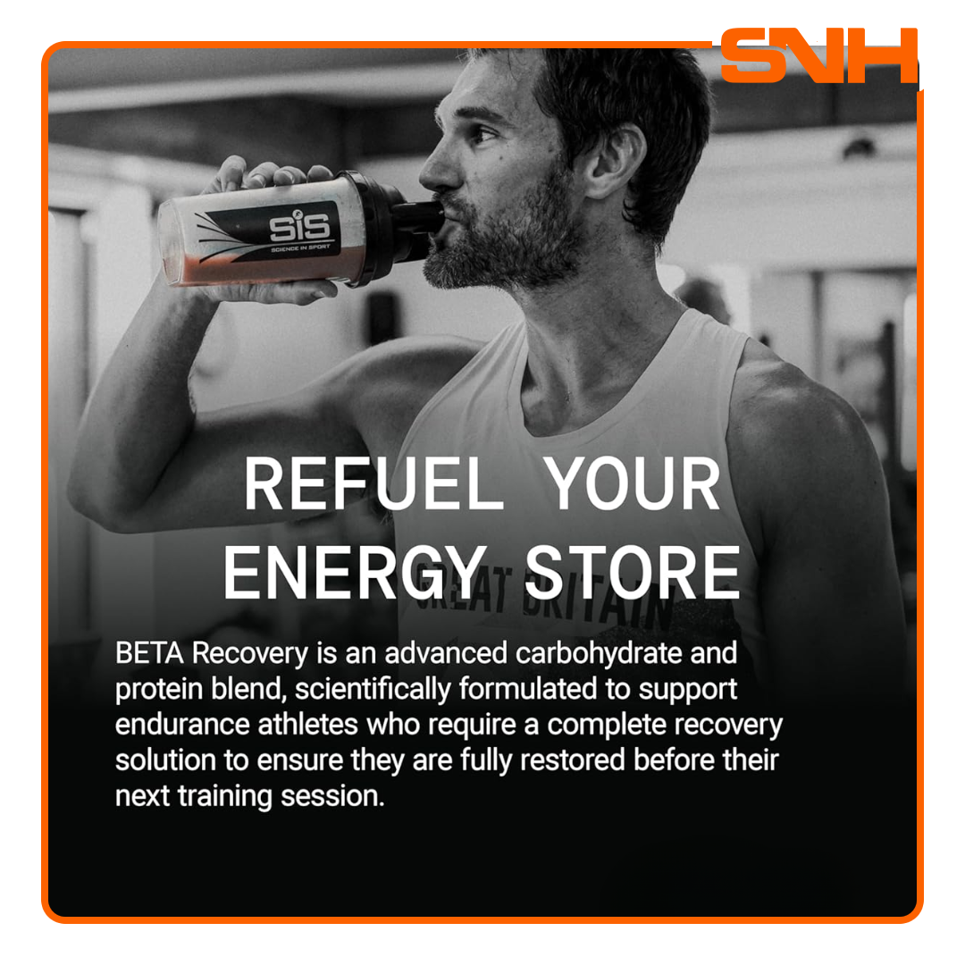 SiS BETA Recovery 500g tub, UK-made Informed Sport dual-source recovery drink for glycogen and muscle recovery after training