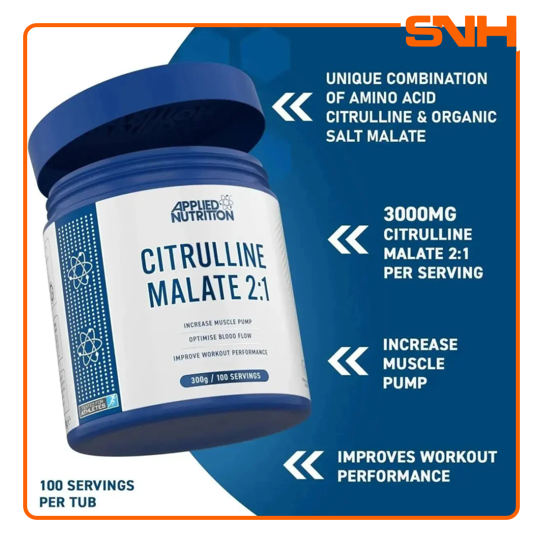 Applied Nutrition Citrulline Malate 300g tub, UK-made halal pure Citrulline Malate powder for endurance, muscle pumps, and performance support
