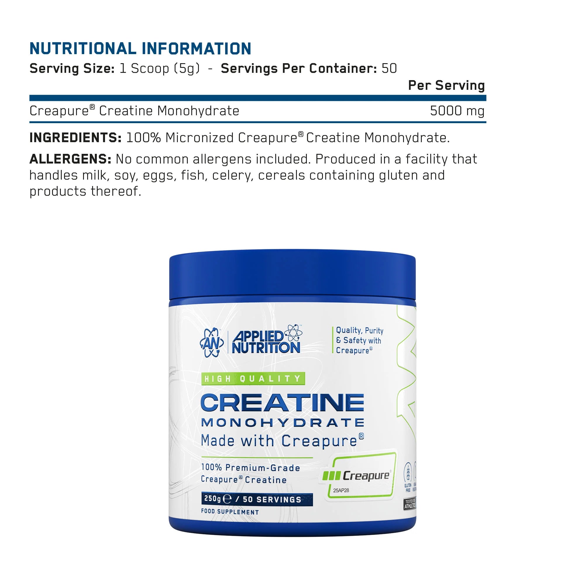 APPLIED NUTRITION Creapure™ Creatine Monohydrate | Premium-Grade Performance Support - Sports Nutrition Hub 