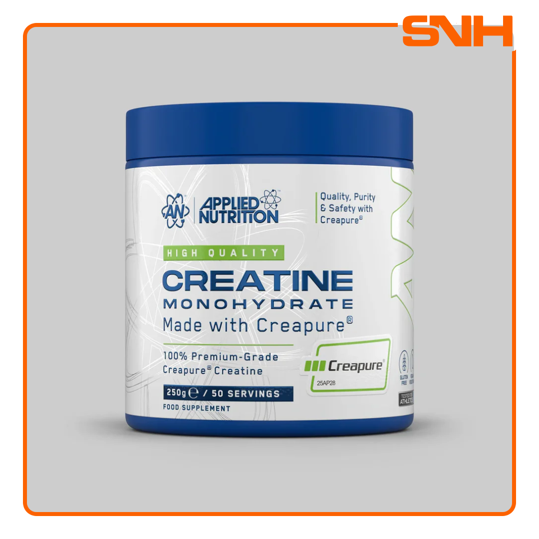 Applied Nutrition Creapure Creatine Monohydrate tub, UK-finished daily creatine with 100% German Creapure for premium-grade strength support
