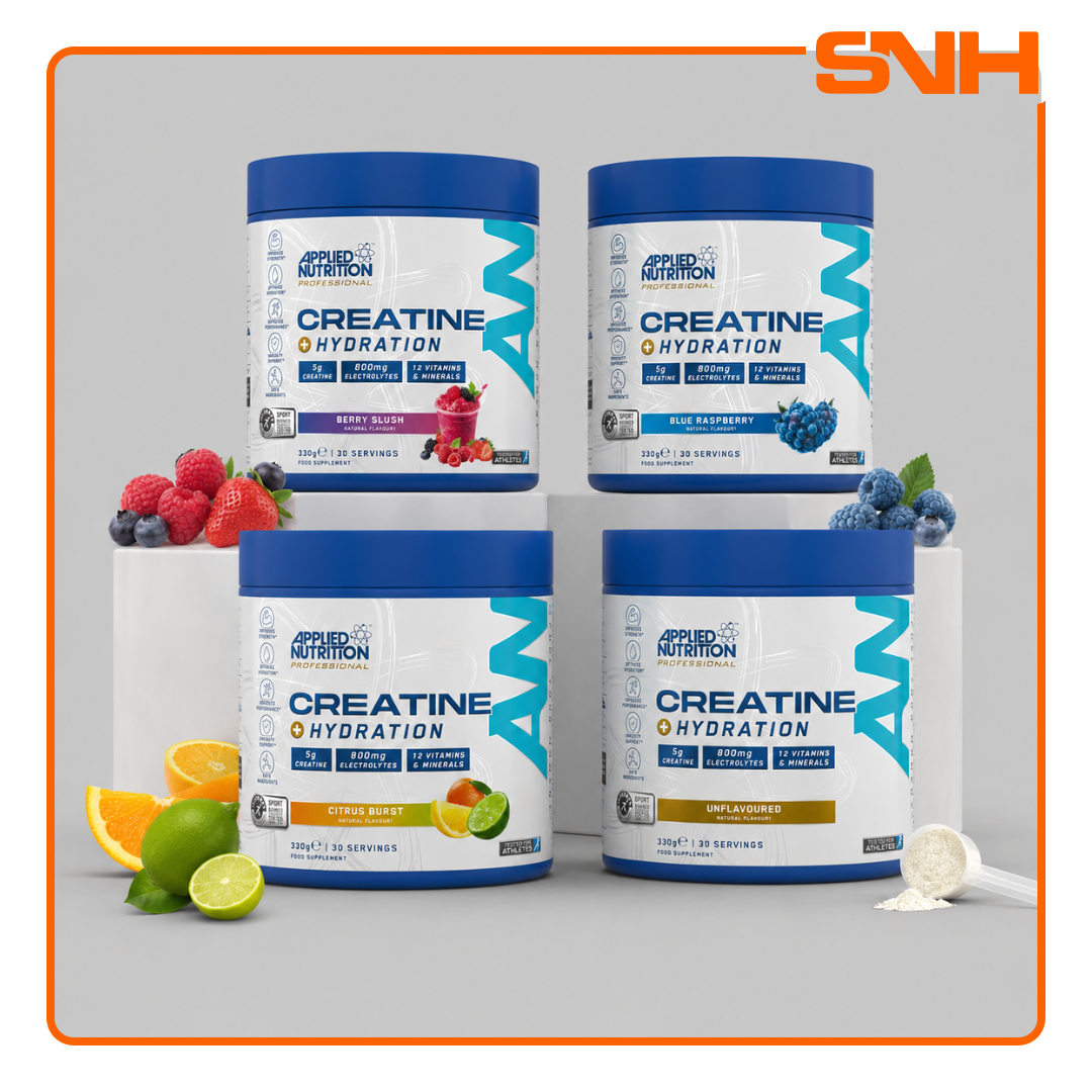 Applied Nutrition Creatine + Hydration tub, UK-made Informed Sport creatine and hydration powder with Aquamin, coconut water, and taurine