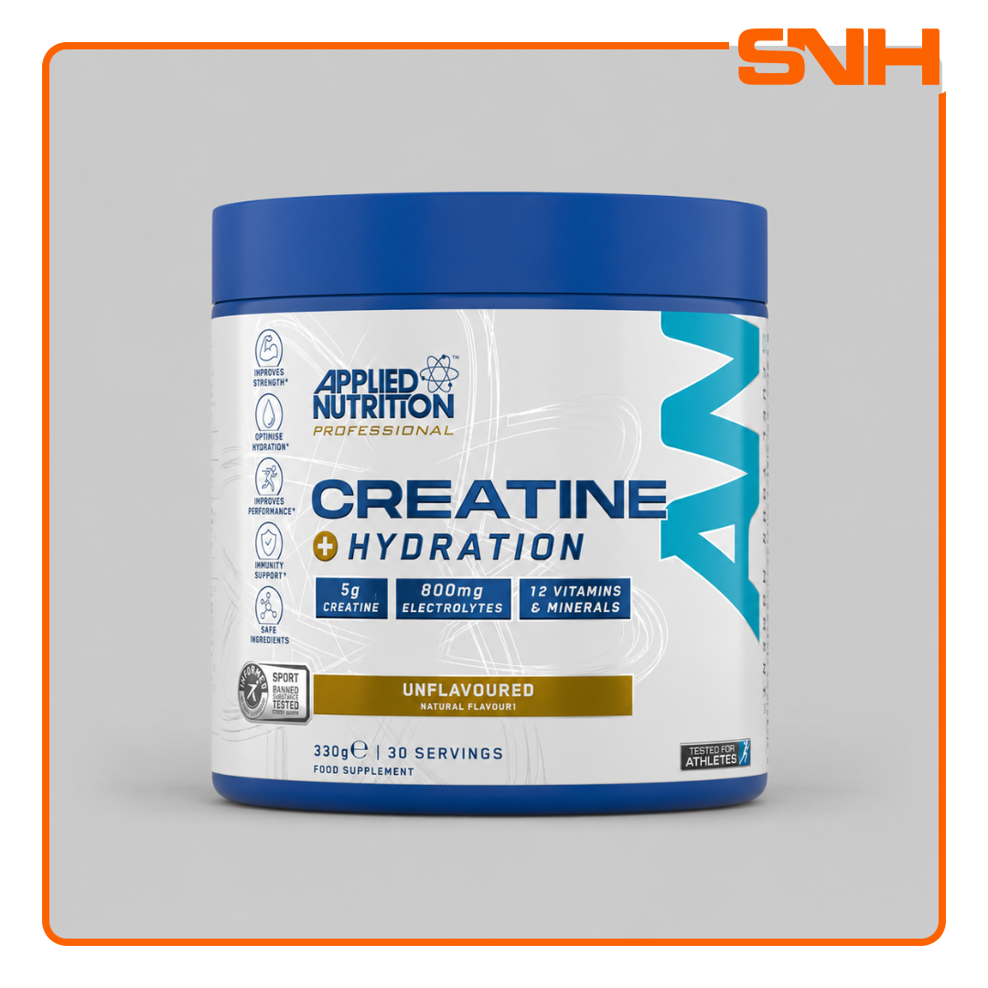 Applied Nutrition Creatine + Hydration tub, UK-made Informed Sport creatine and hydration powder with Aquamin, coconut water, and taurine