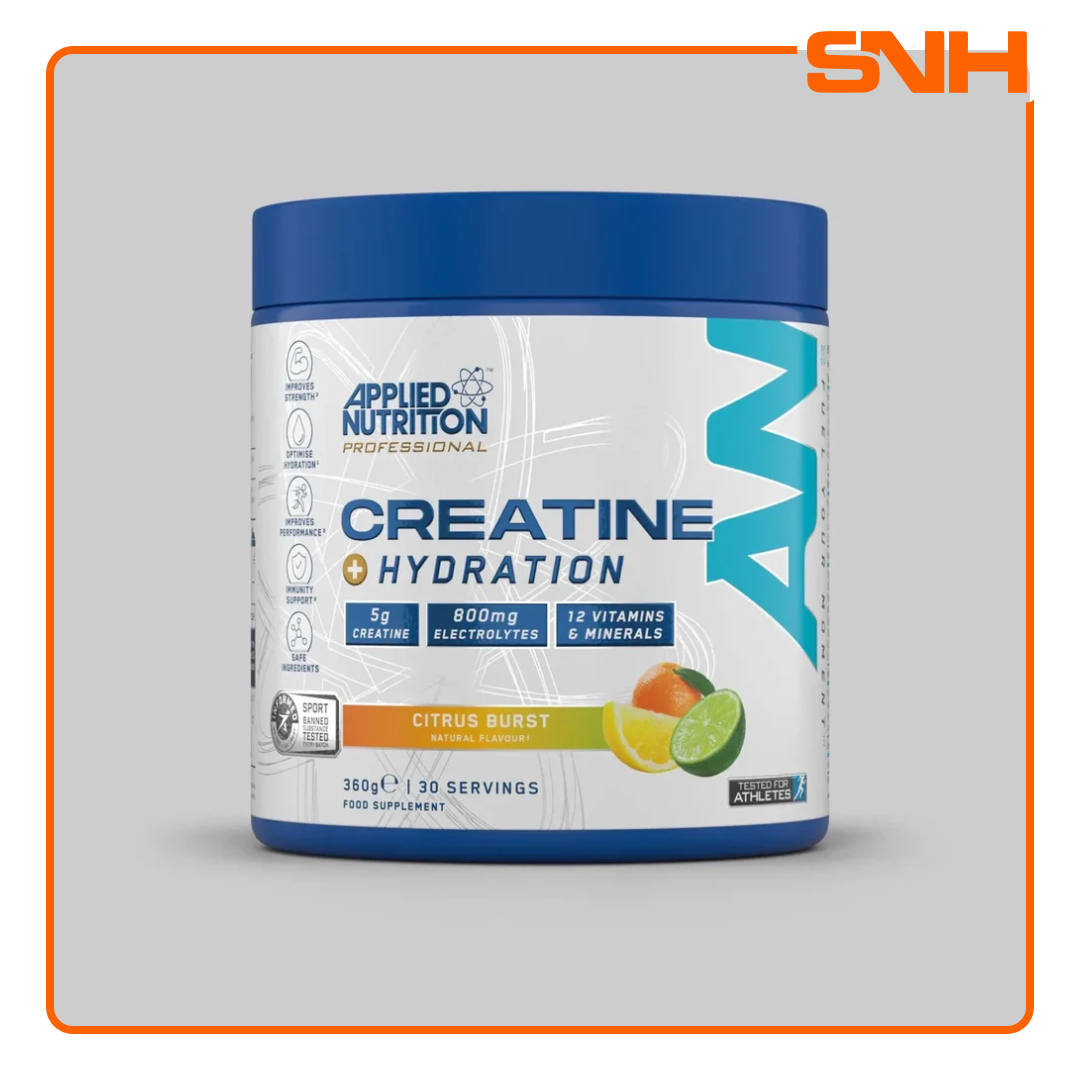 Applied Nutrition Creatine + Hydration tub, UK-made Informed Sport creatine and hydration powder with Aquamin, coconut water, and taurine