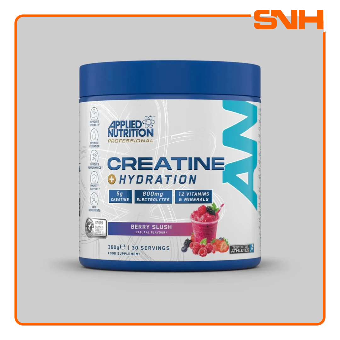 Applied Nutrition Creatine + Hydration tub, UK-made Informed Sport creatine and hydration powder with Aquamin, coconut water, and taurine