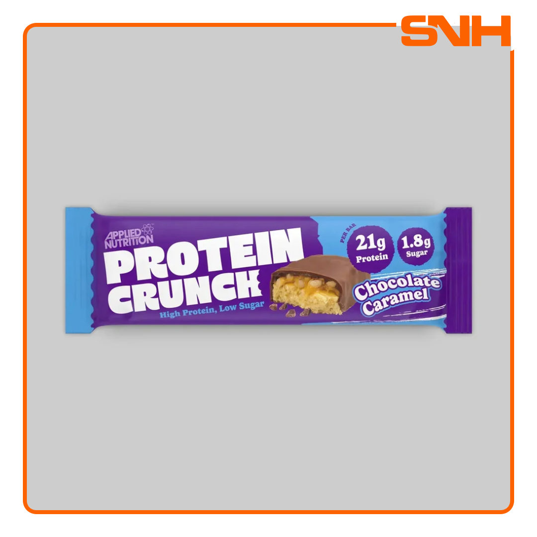 Applied Nutrition Crunch Protein Bar 62g, UK-made HFSS compliant protein bar with soft protein base and crispy crunch layer for daily macros