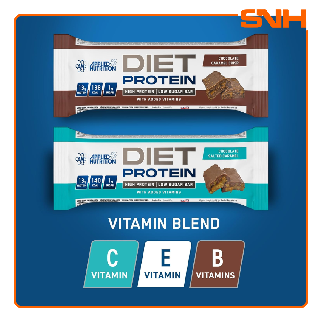 Applied Nutrition Diet Protein Bar, UK-made high-protein, calorie-controlled diet protein bar for cutting phases and daily macro support