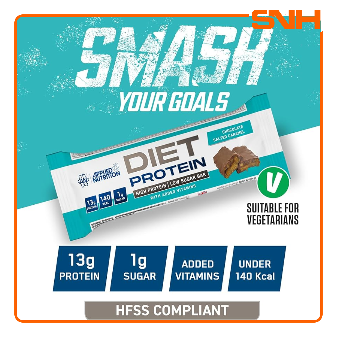 Applied Nutrition Diet Protein Bar, UK-made high-protein, calorie-controlled diet protein bar for cutting phases and daily macro support