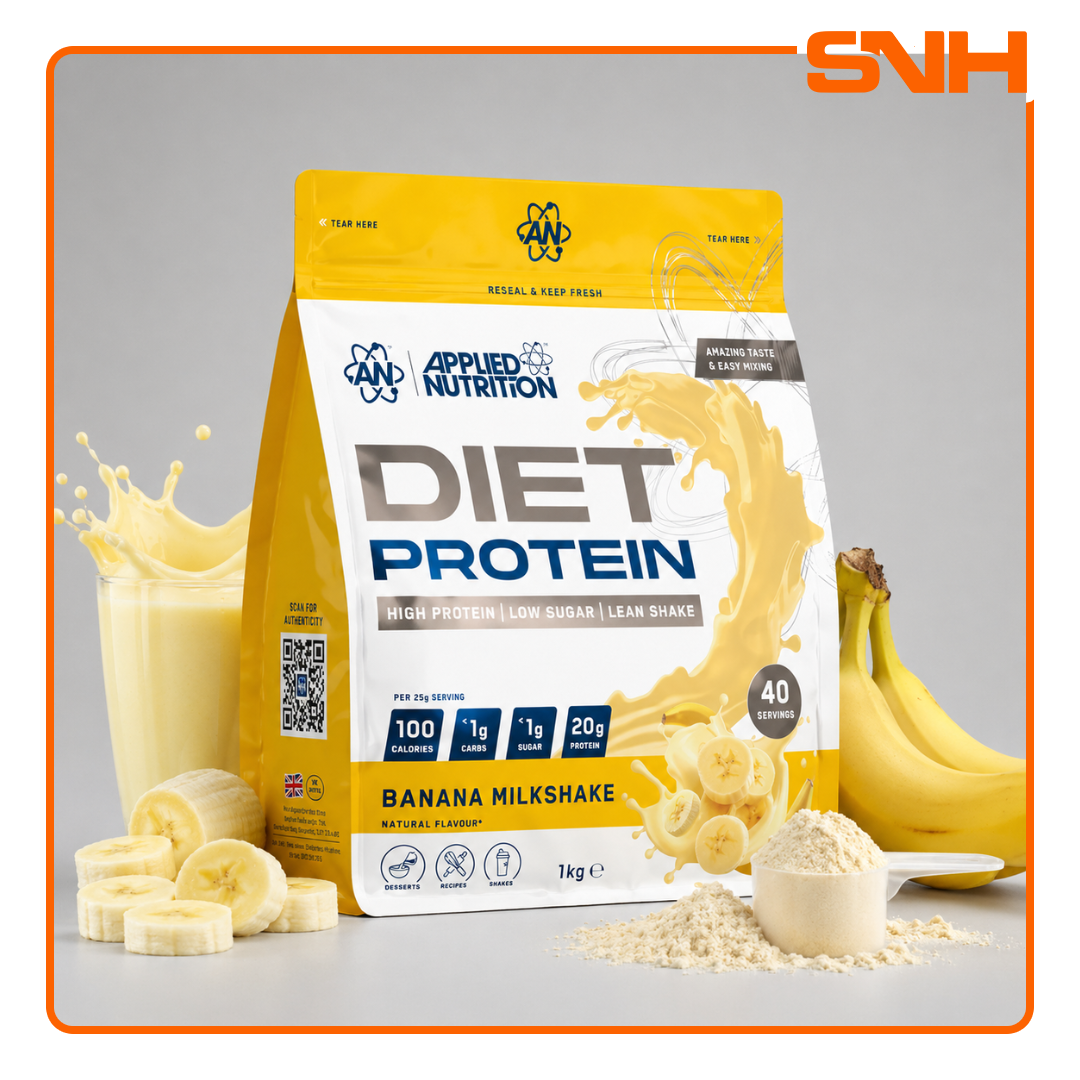 Applied Nutrition Diet Whey tub, UK-made halal-certified diet whey protein with CLA, L-Carnitine, and Green Tea Extract for weight management