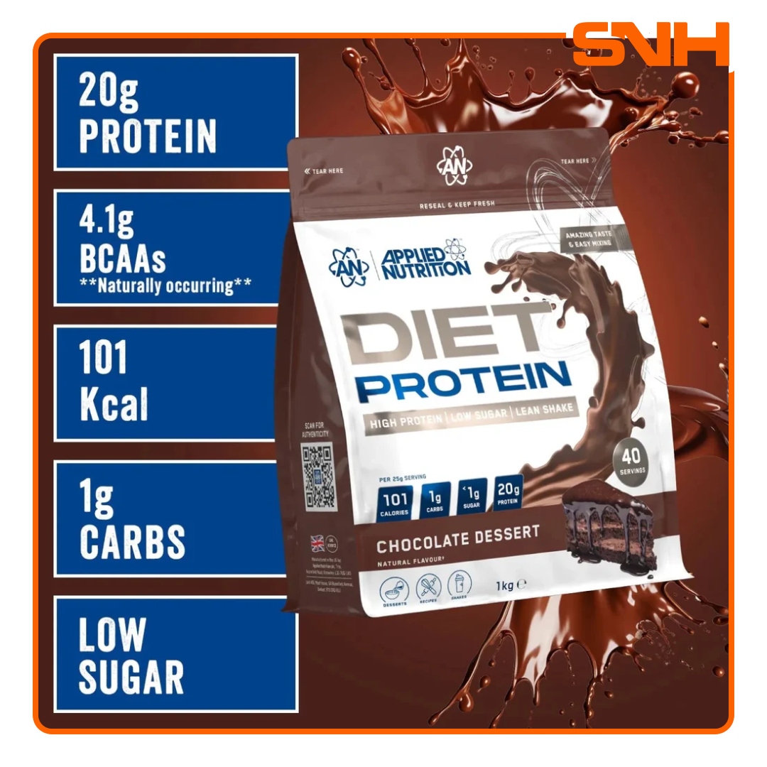 Applied Nutrition Diet Whey tub, UK-made halal-certified diet whey protein with CLA, L-Carnitine, and Green Tea Extract for weight management