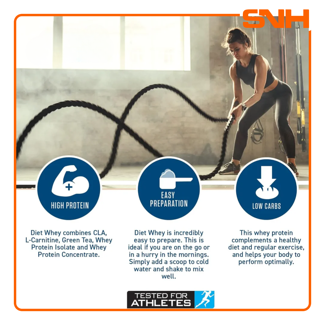 Applied Nutrition Diet Whey tub, UK-made halal-certified diet whey protein with CLA, L-Carnitine, and Green Tea Extract for weight management