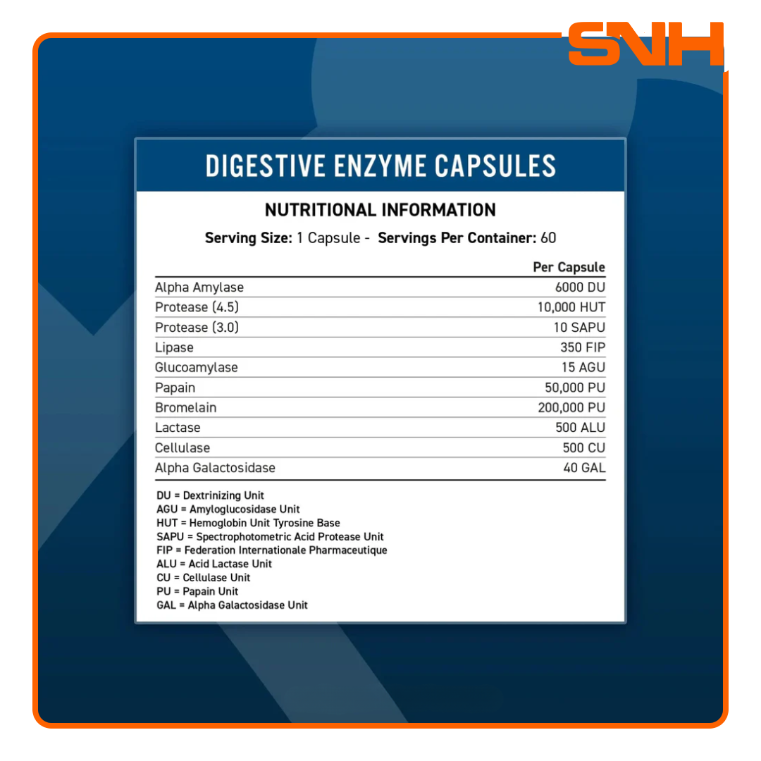 Applied Nutrition Digestive Enzyme Capsules bottle, UK-made halal 10-enzyme digestion support with lactase, bromelain, and protease