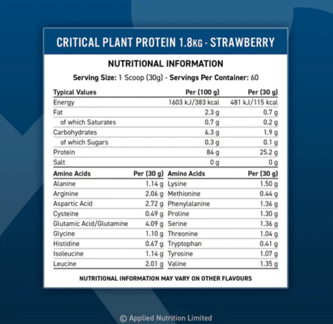 APPLIED NUTRITION Critical Plant Protein 1.8KG - Sports Nutrition Hub 