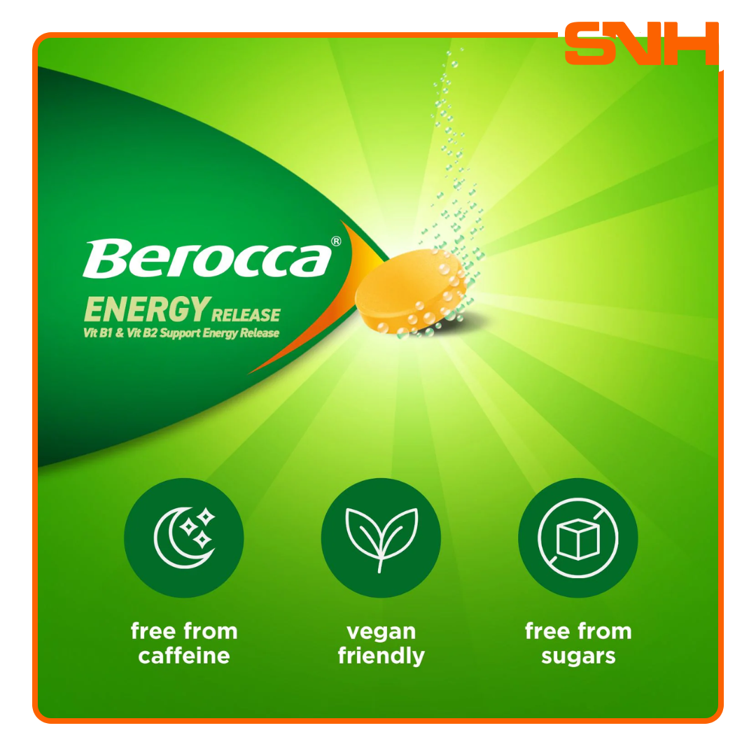 Berocca orange-flavoured effervescent tablets with B-complex, vitamin C and minerals — daily multivitamin energy support drink