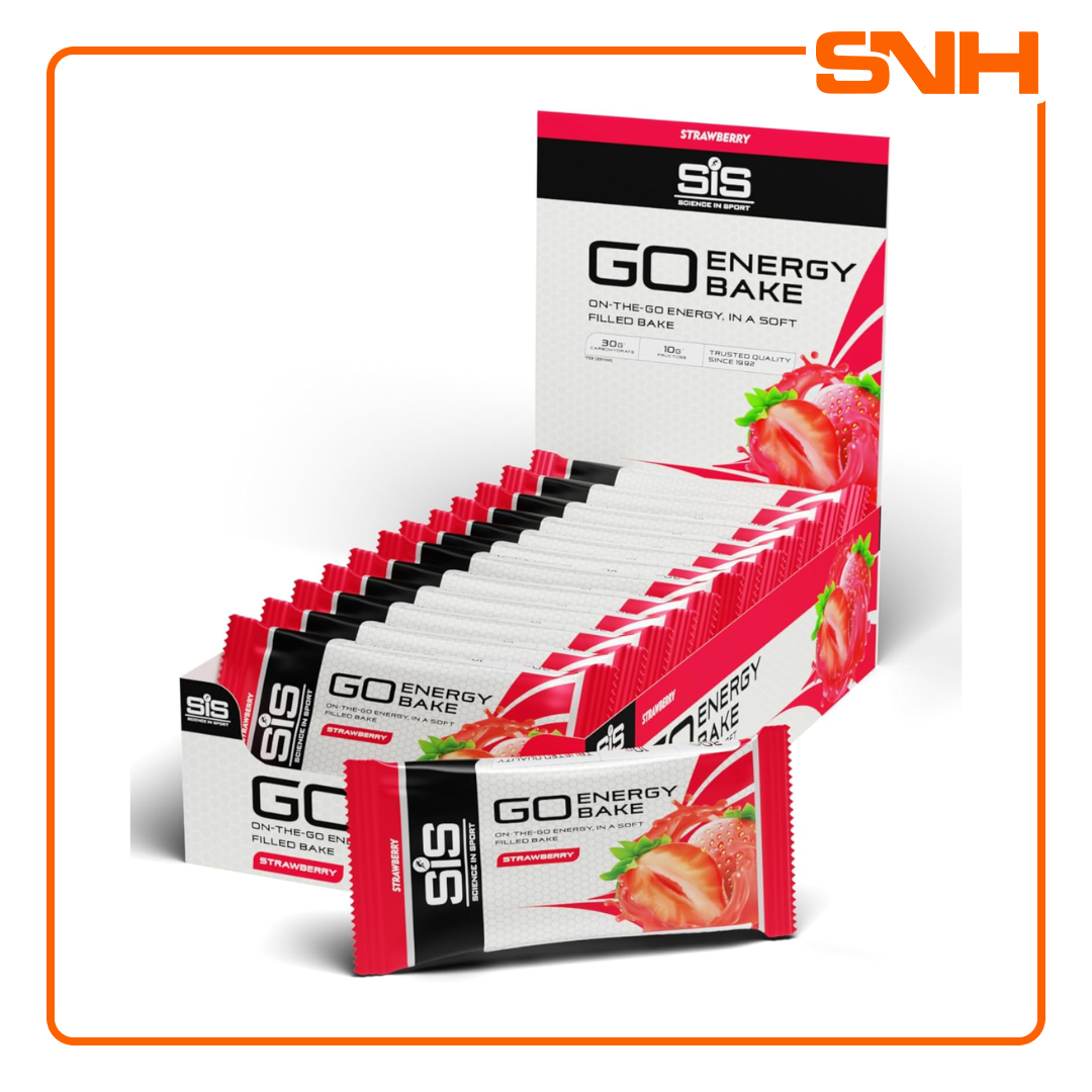 Science In Sport GO Energy Bakes carb snacks 12 pack, UK-made soft-baked endurance bake with 30g dual-source carbs and fruit centre