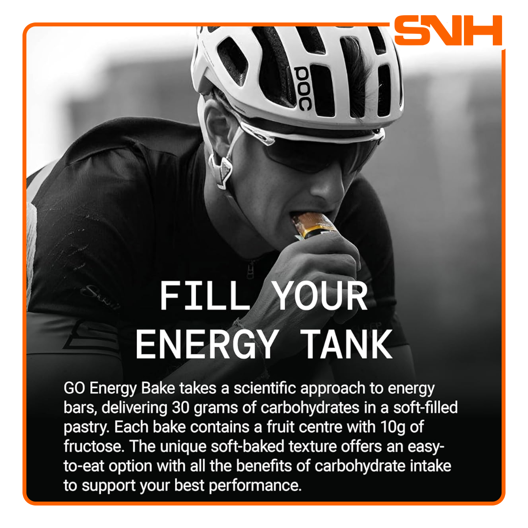 Science In Sport GO Energy Bakes carb snacks 12 pack, UK-made soft-baked endurance bake with 30g dual-source carbs and fruit centre