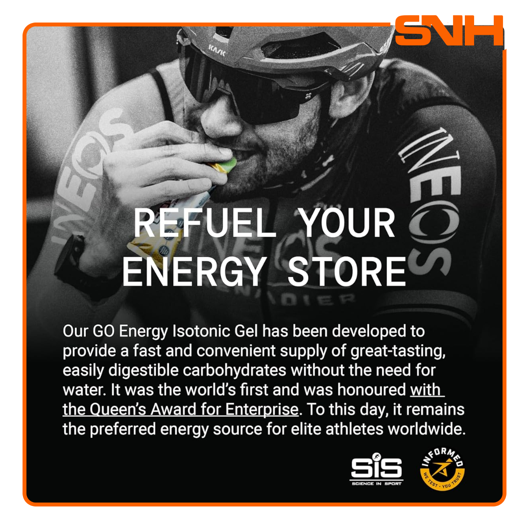 Science In Sport GO Isotonic Energy Gel sachet, UK-made world's first isotonic energy gel with 22g carbohydrate per serving